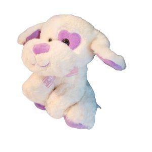 HOMERBEST Super Soft Purple/White PUPPY DOG WITH HEART 7" Plush Toy